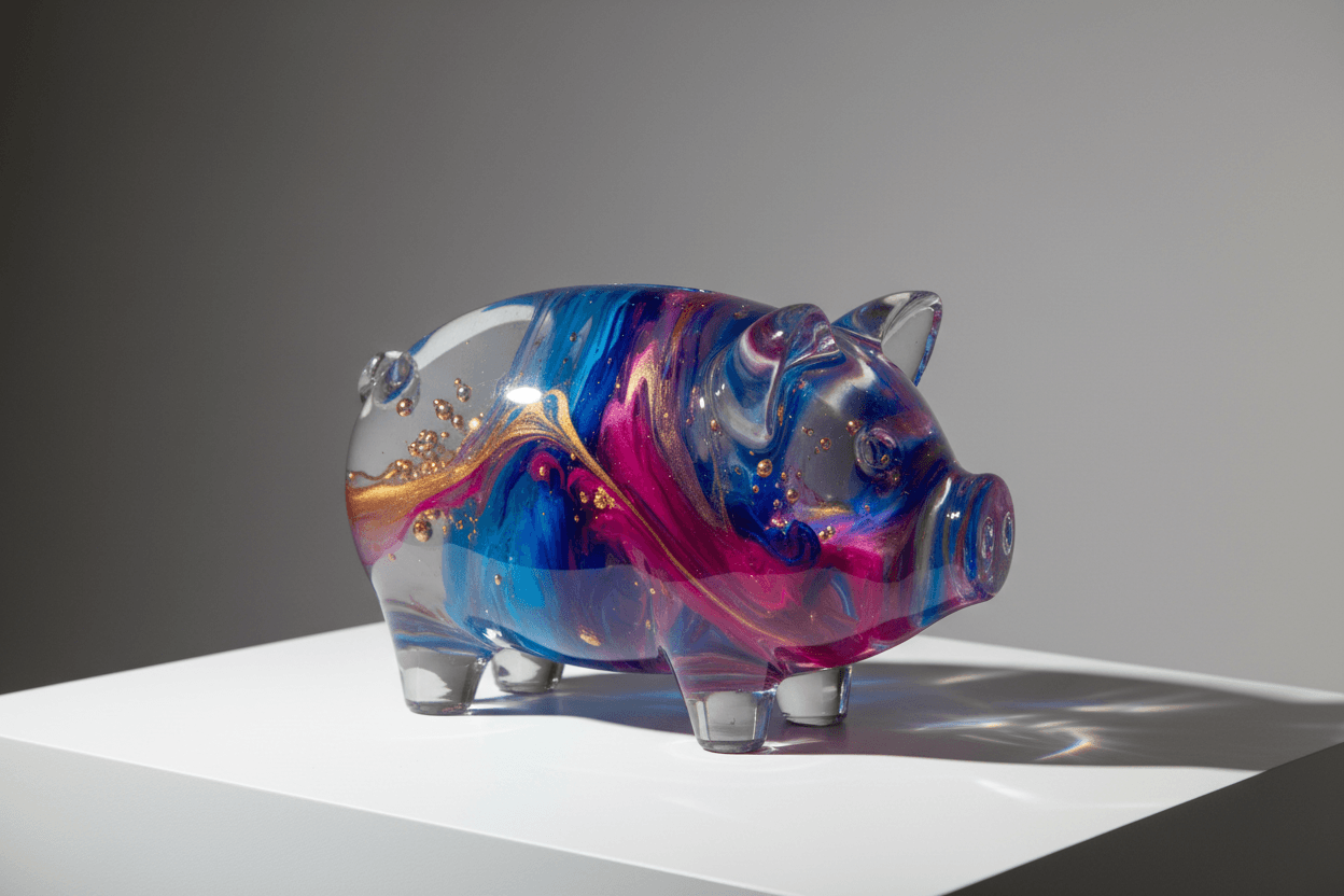 Resin sculpture art piggy